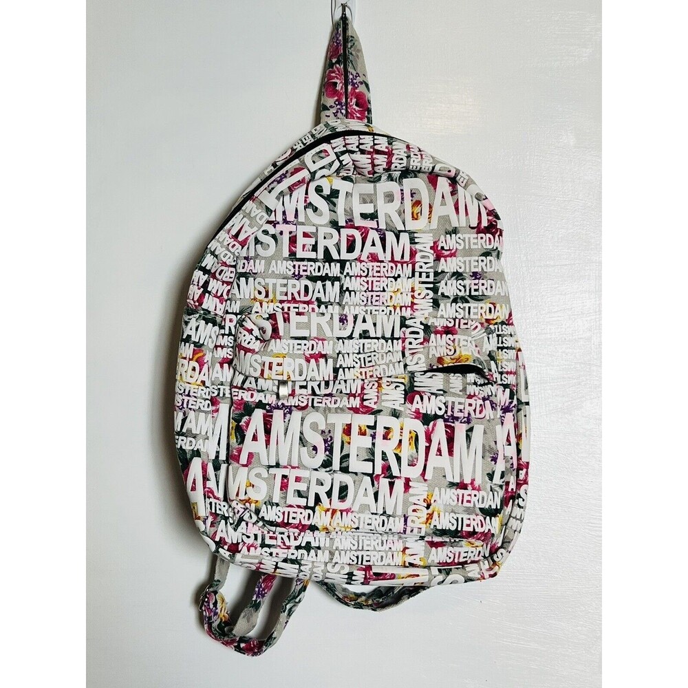 ROBIN RUTH Jenny White Amsterdam Floral Backpack Lightweight Travel School Bag